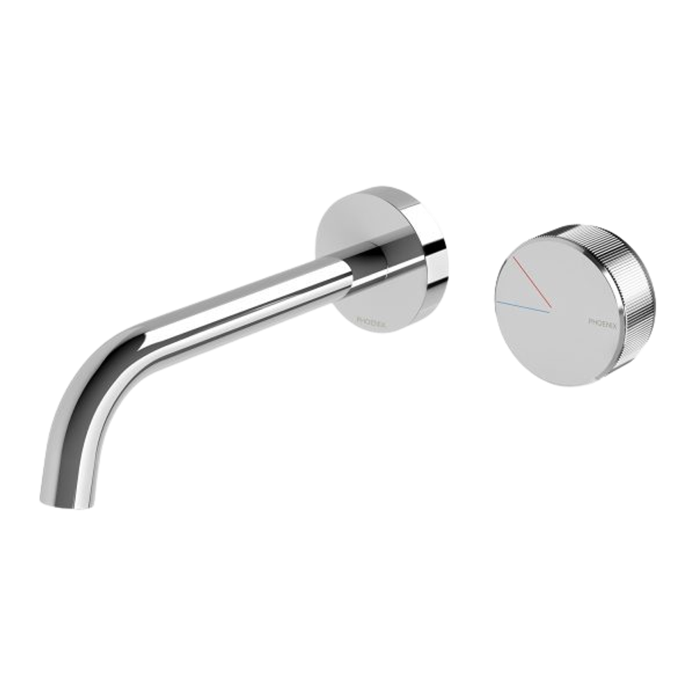 Axia Wall Basin/Bath Curved Outlet Mixer Set 180mm  Chrome