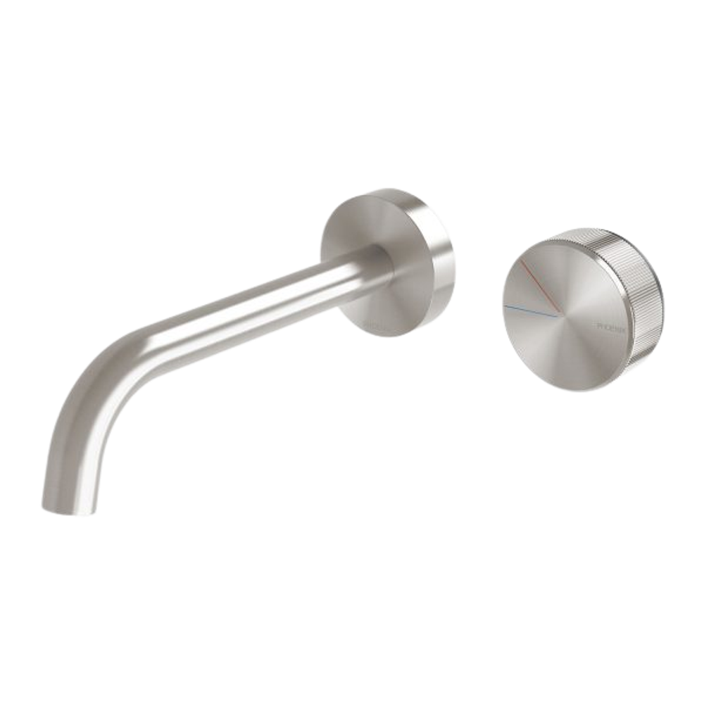 Axia Wall Basin/Bath Curved Outlet Mixer Set 180mm  Brushed Nickel