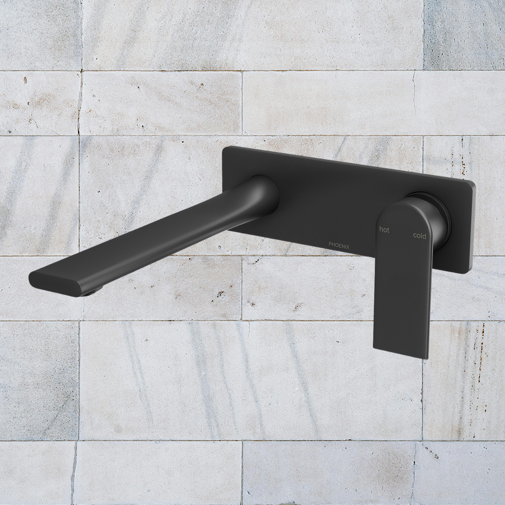 Teel SwitchMix Wall Basin / Bath Mixer Set 200mm Fit-Off Kit Matte Black