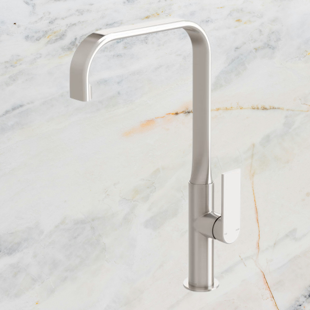 Teel Sink Mixer 200mm Squareline Brushed Nickel