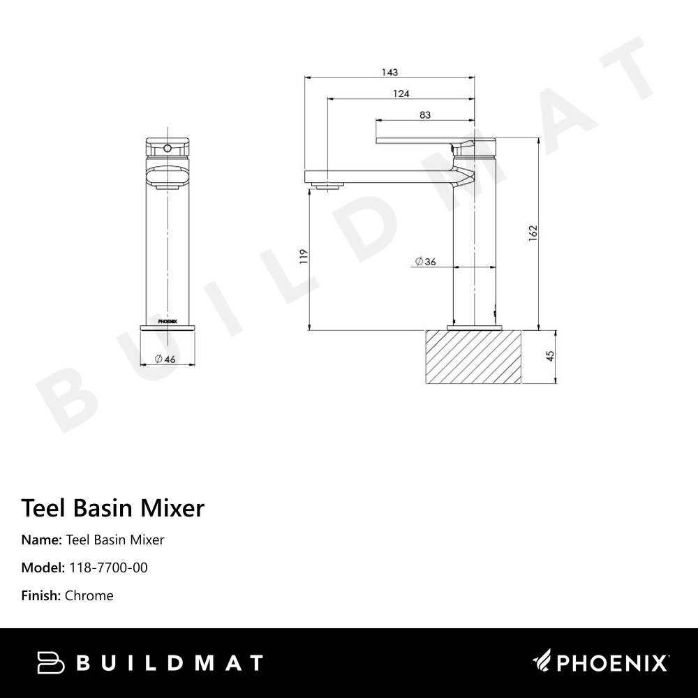 Teel Basin Mixer Chrome