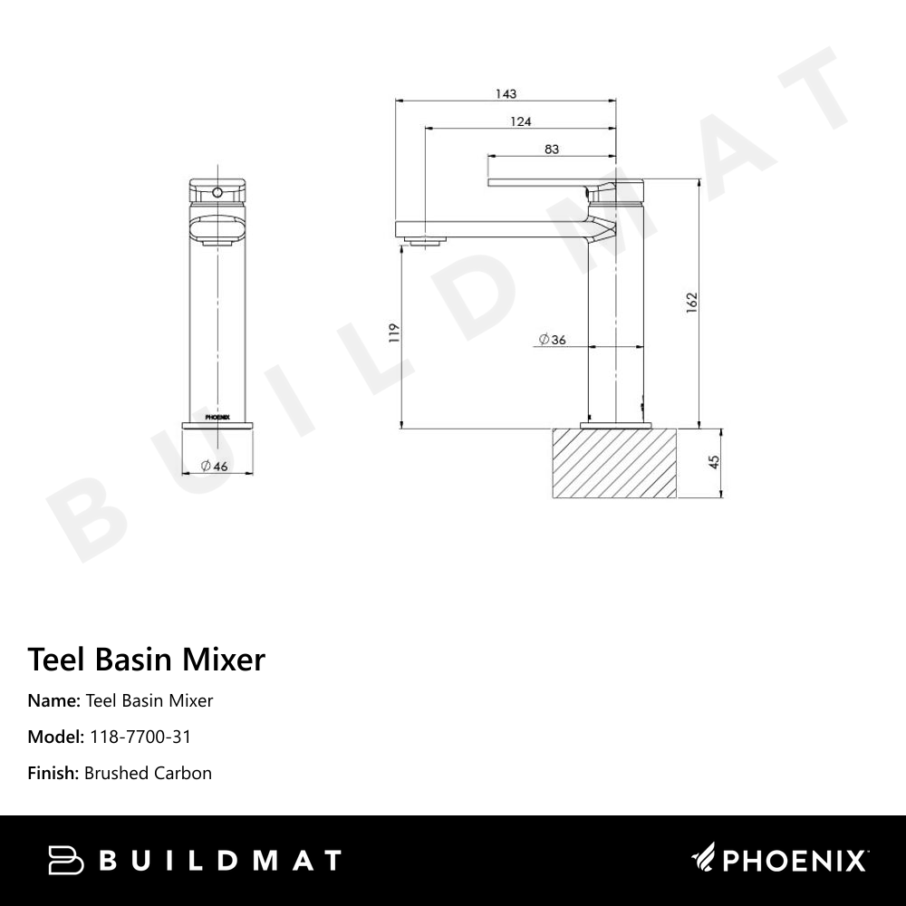 Teel Basin Mixer Brushed Carbon