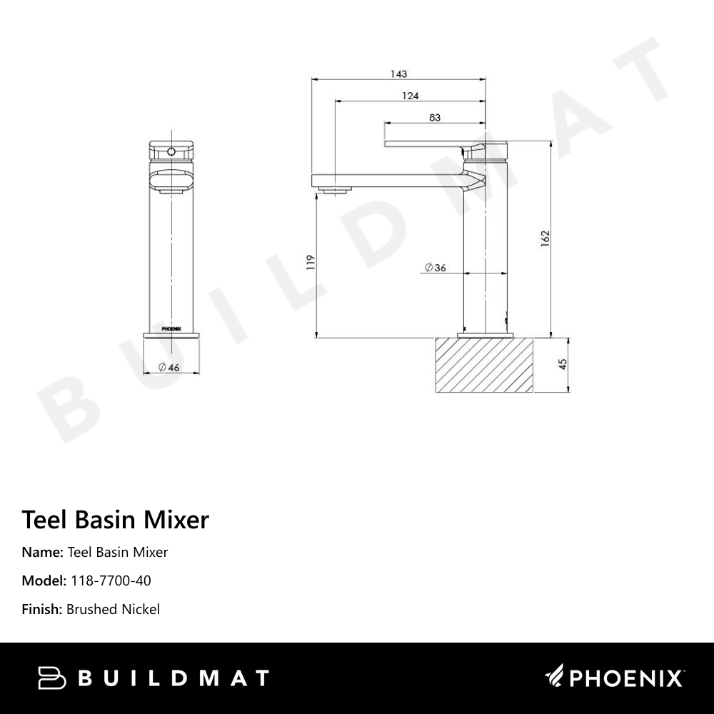 Teel Basin Mixer Brushed Nickel