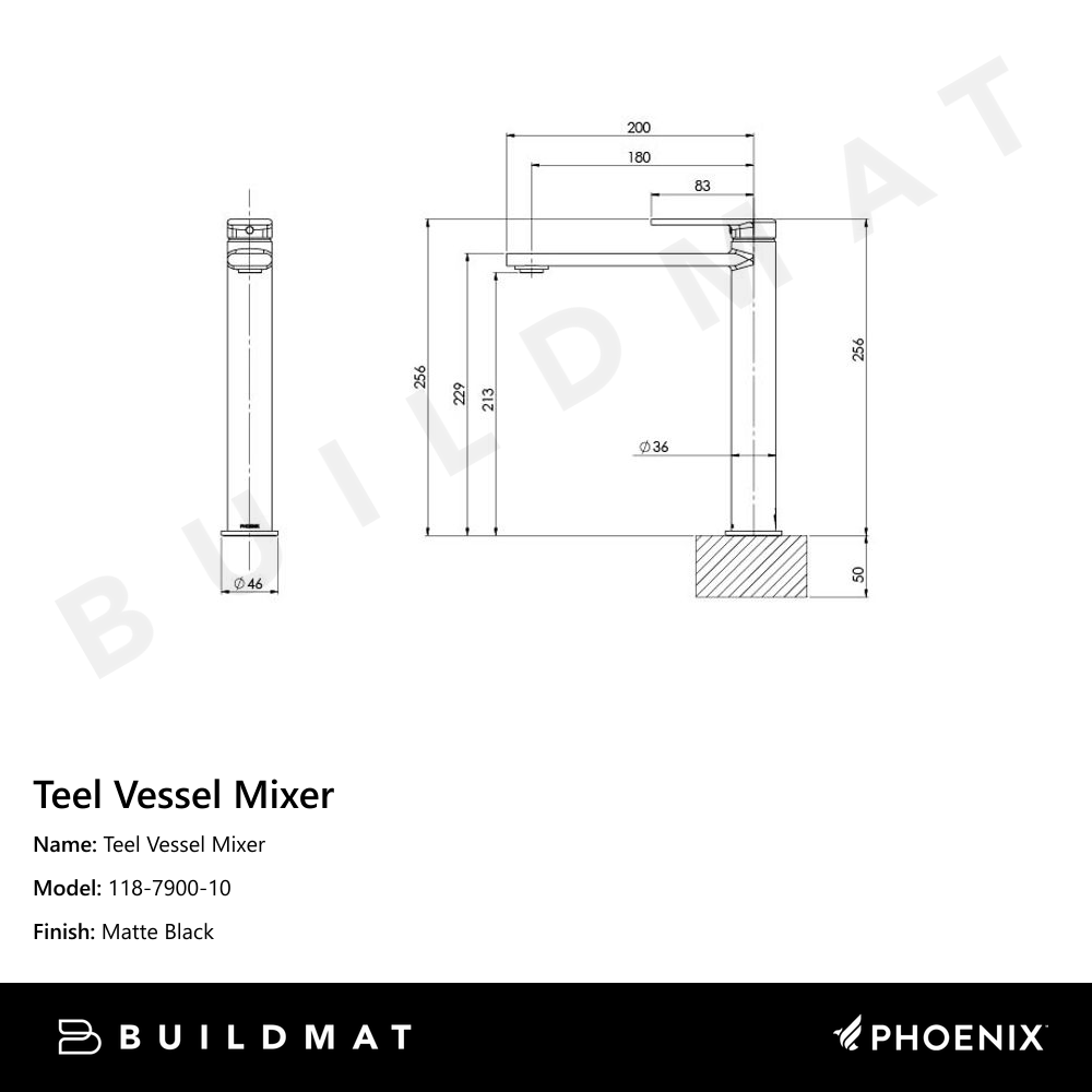 Teel Vessel Mixer Matte Black