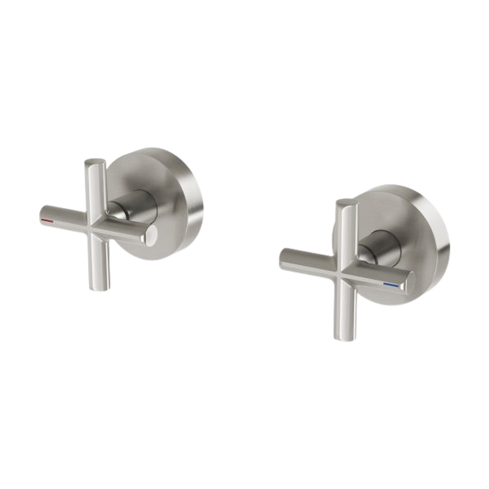 Vivid Slimline Plus Wall Top Assemblies 15mm Extended Spindles Brushed Nickel