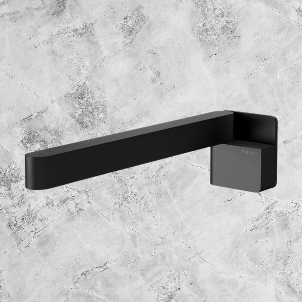 Designer Swivel Bath Outlet  230mm Square Matte Black