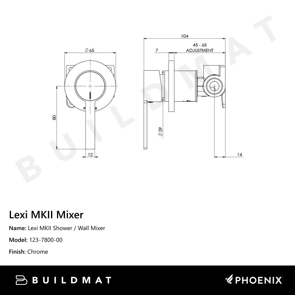 Lexi MKII Shower / Wall Mixer Chrome