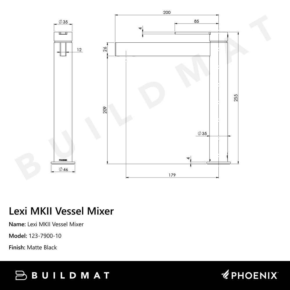 Lexi MKII Vessel Mixer  Matte Black