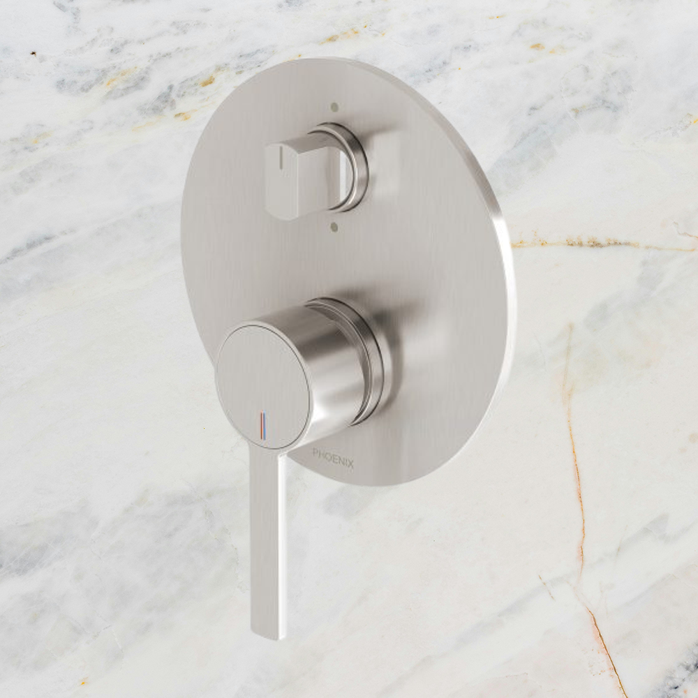 Lexi MKII Wall Shower / Bath Diverter Mixer  Brushed Nickel