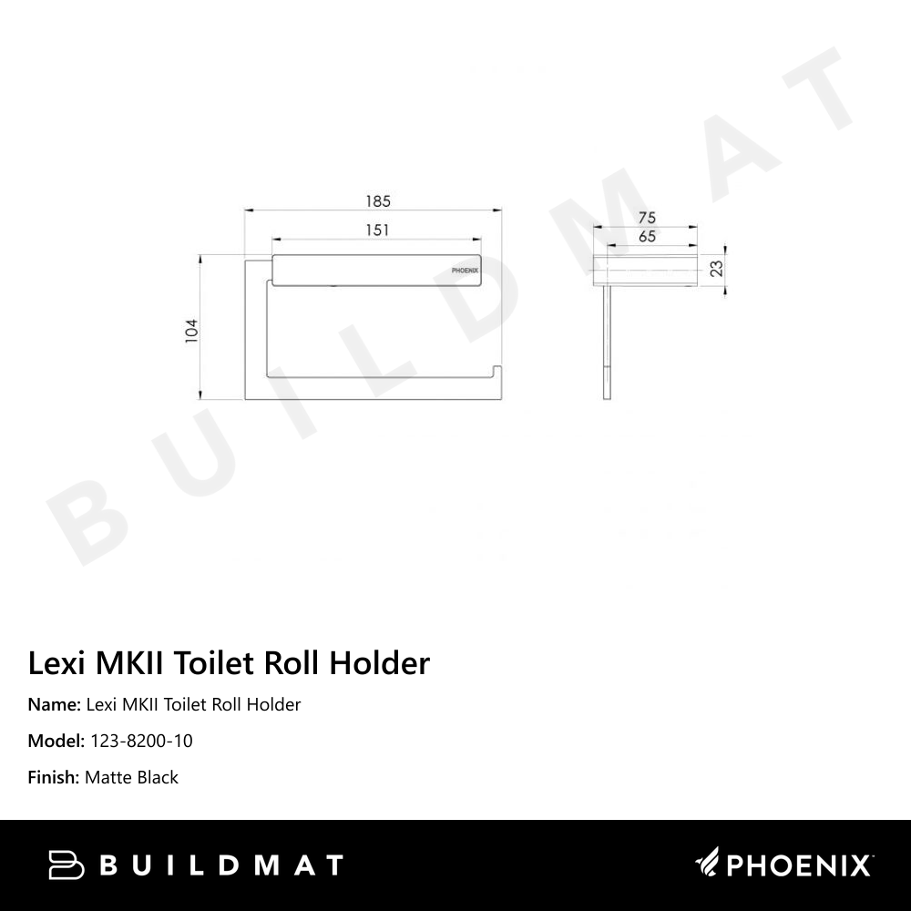 Lexi MKII Toilet Roll Holder Matte Black