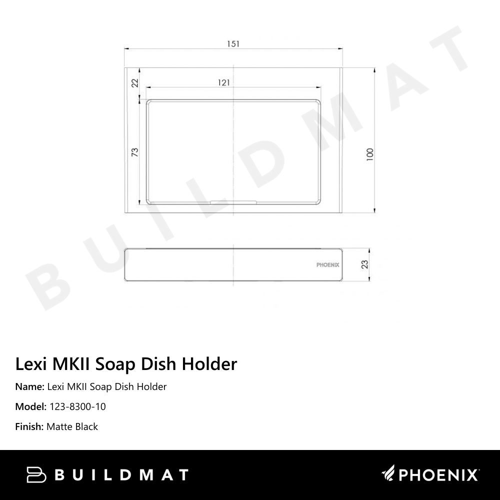 Lexi MKII Soap Dish Holder  Matte Black