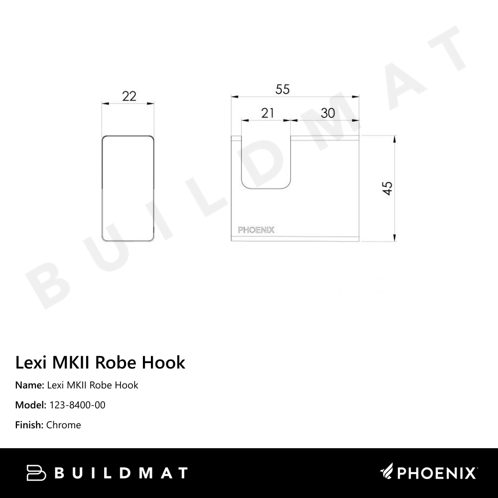 Lexi MKII Robe Hook  Chrome