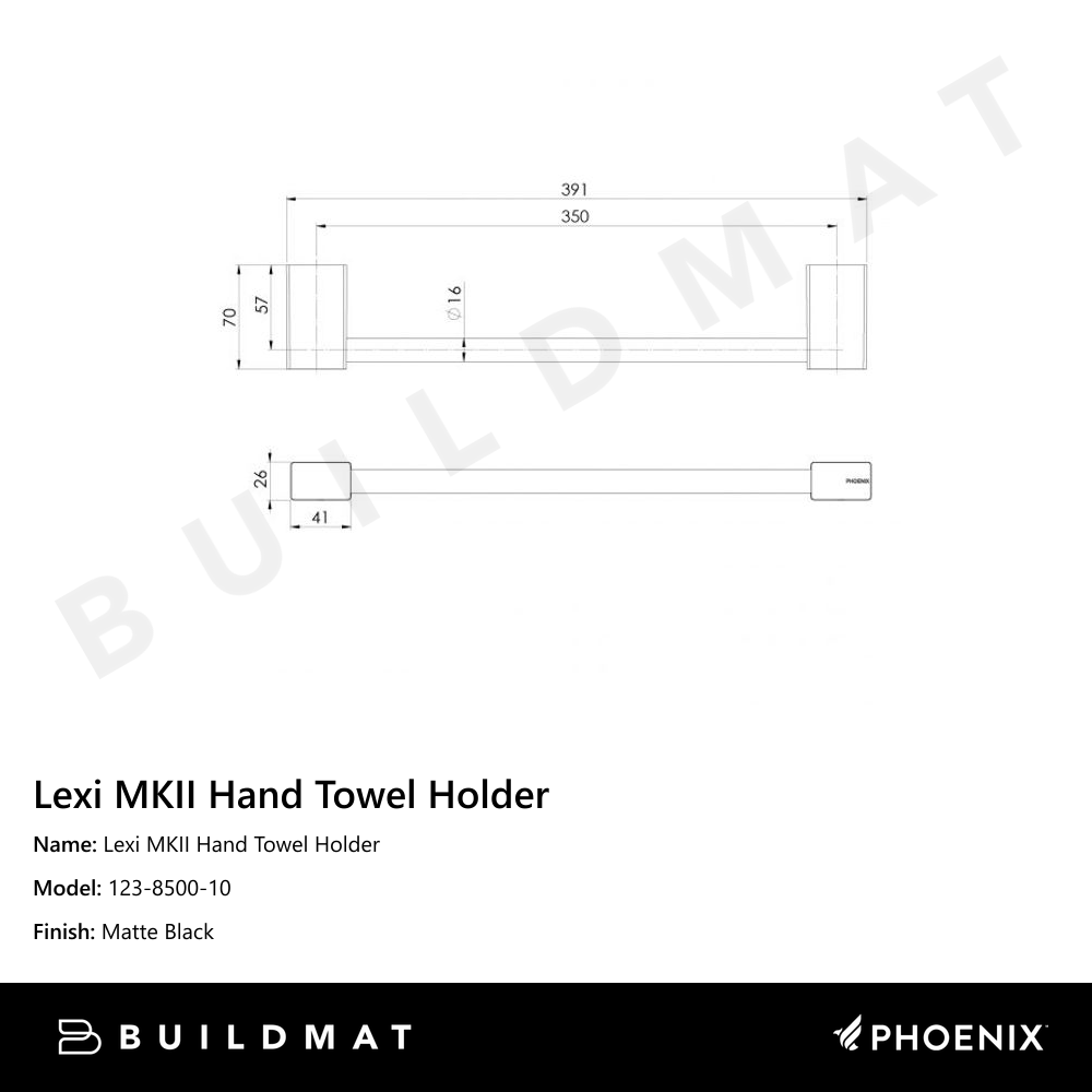 Lexi MKII Hand Towel Holder  Matte Black