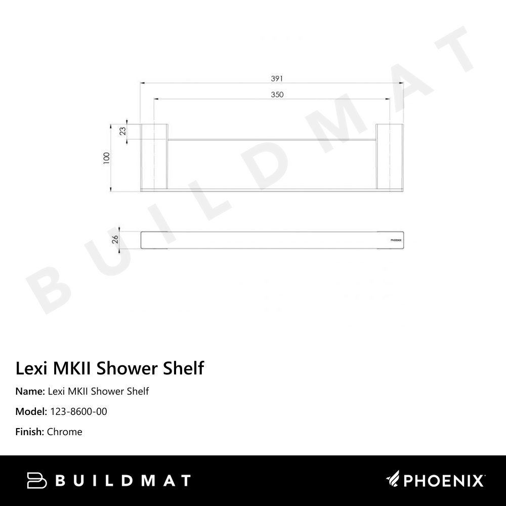 Lexi MKII Shower Shelf Chrome