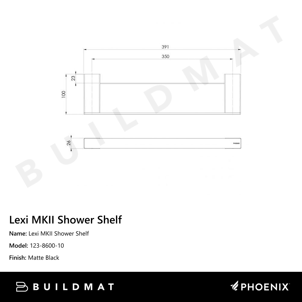 Lexi MKII Shower Shelf Matte Black