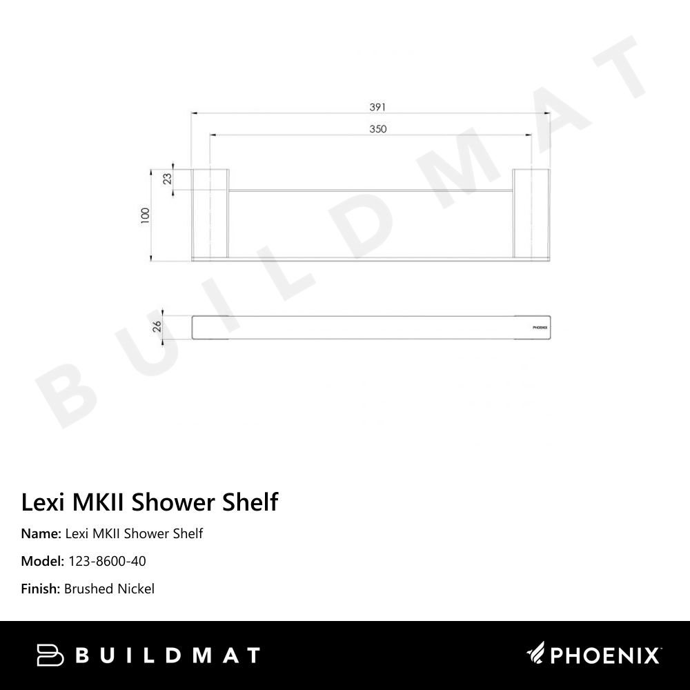 Lexi MKII Shower Shelf Brushed Nickel