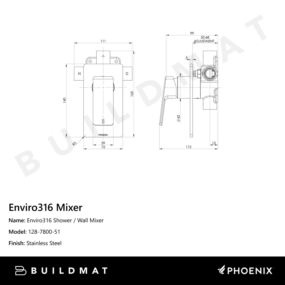 Enviro316 Shower / Wall Mixer Stainless Steel