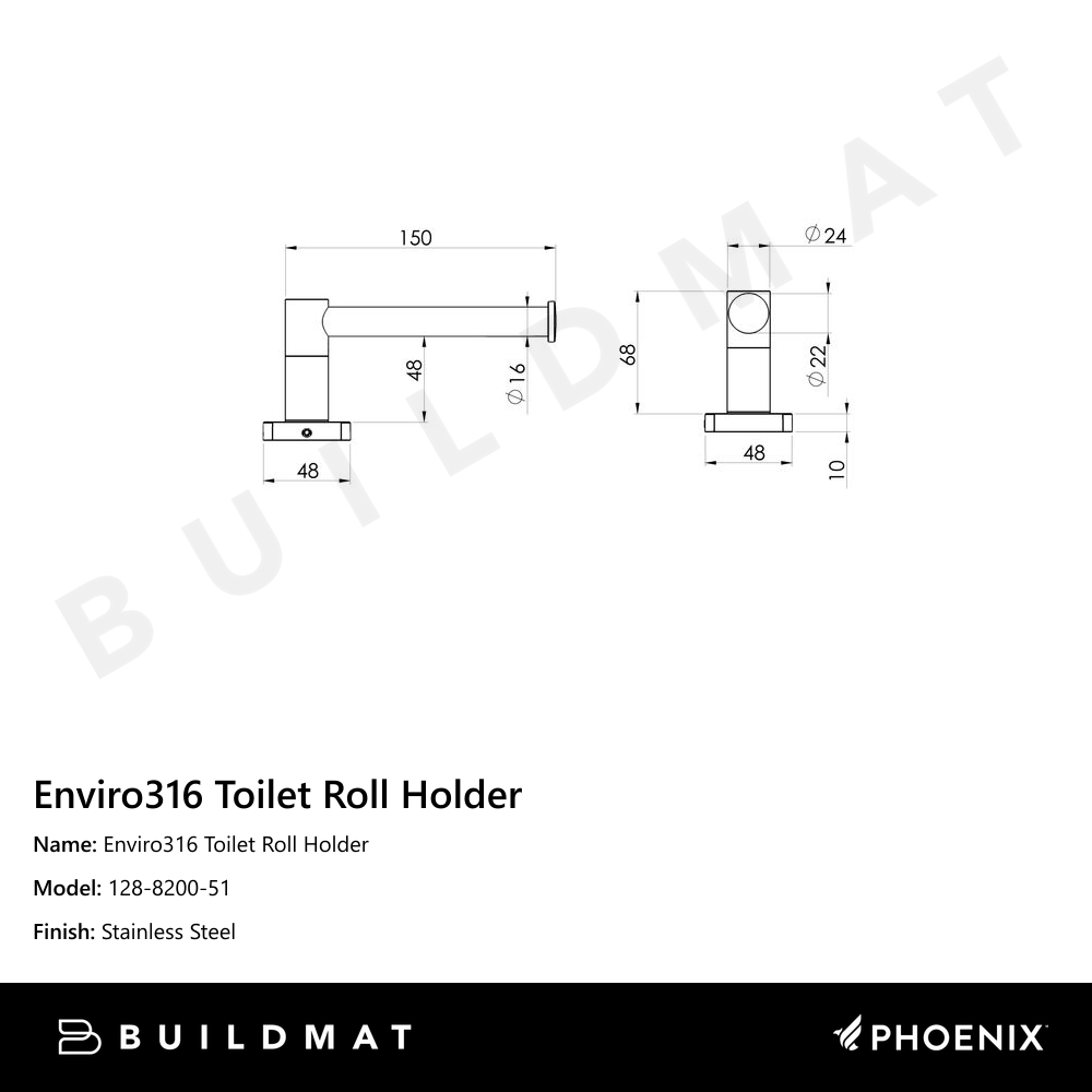 Enviro316 Toilet Roll Holder Stainless Steel