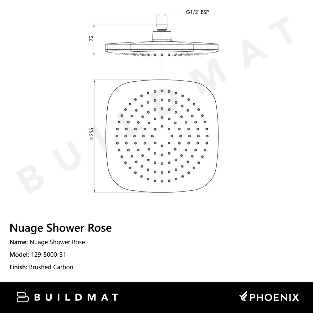 Nuage Shower Rose  Brushed Carbon