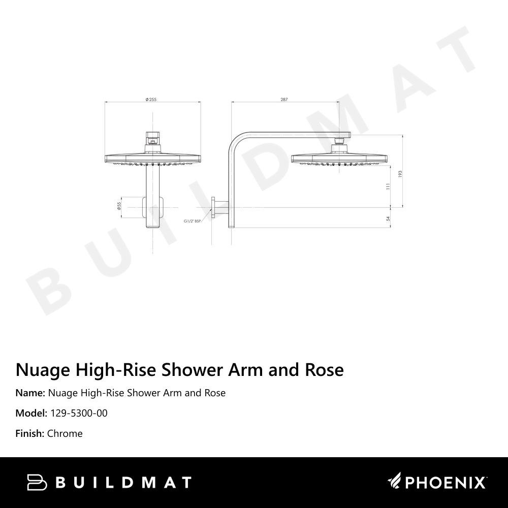 Nuage High-Rise Shower Arm & Rose Chrome