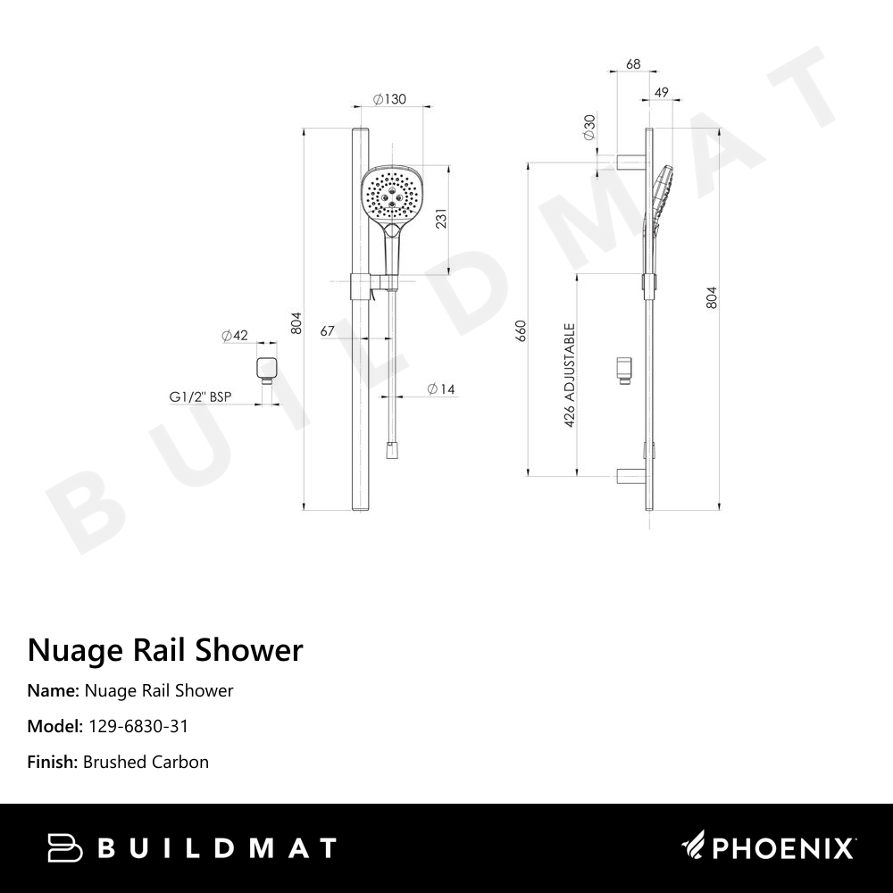 Nuage Rail Shower Brushed Carbon