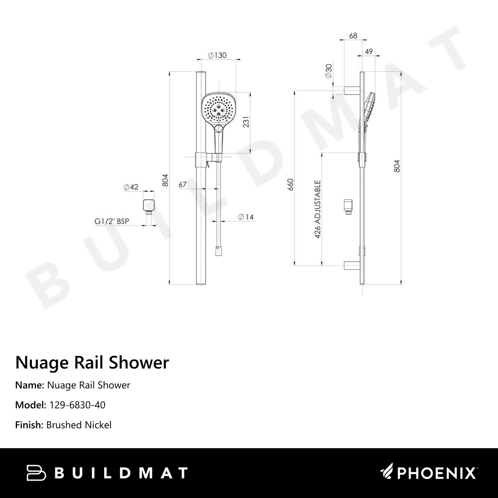 Nuage Rail Shower Brushed Nickel