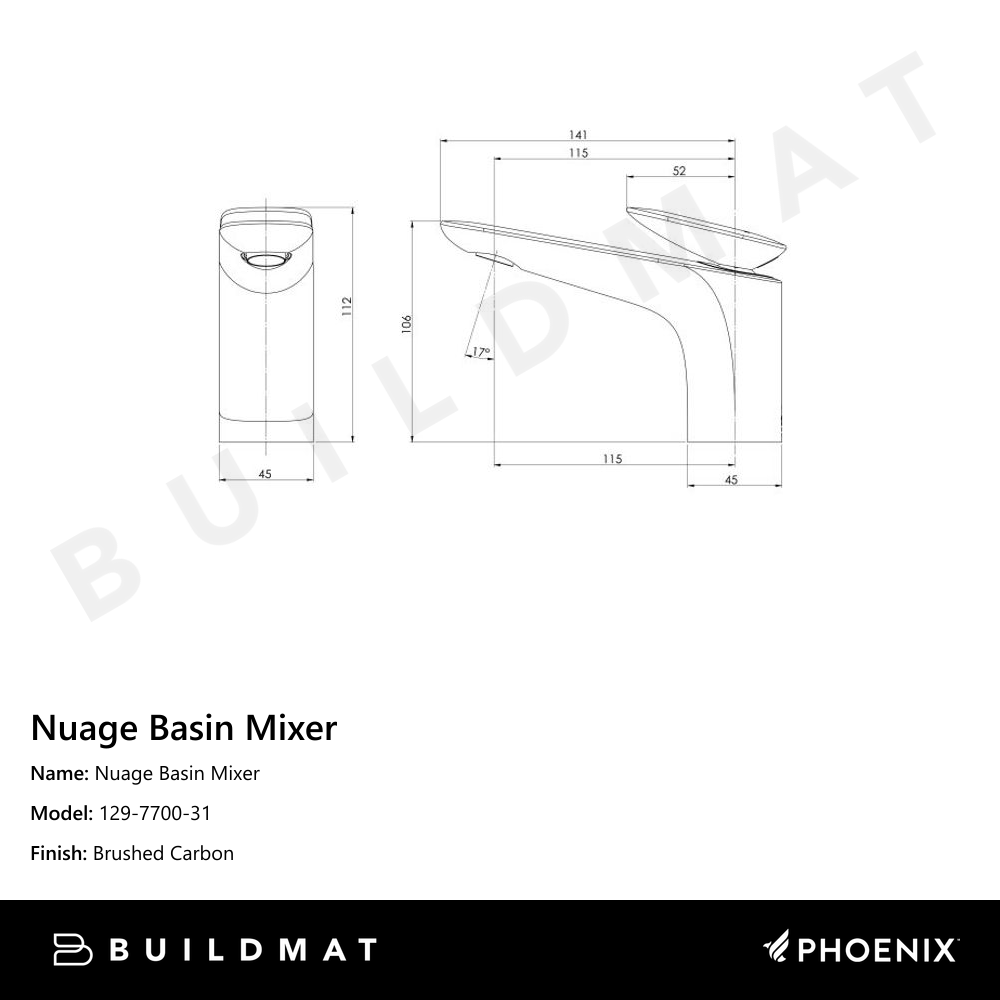 Nuage Basin Mixer Brushed Carbon