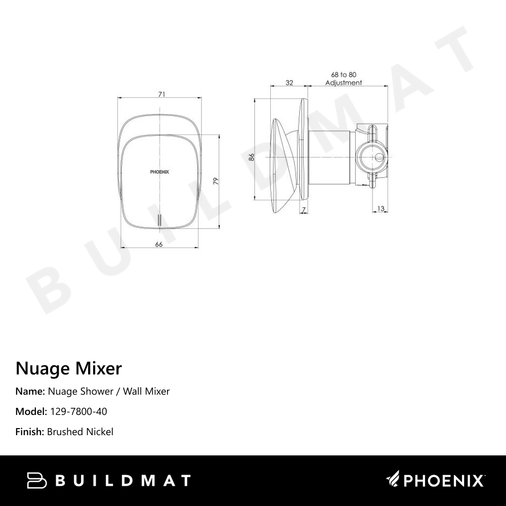 Nuage Shower / Wall Mixer Brushed Nickel