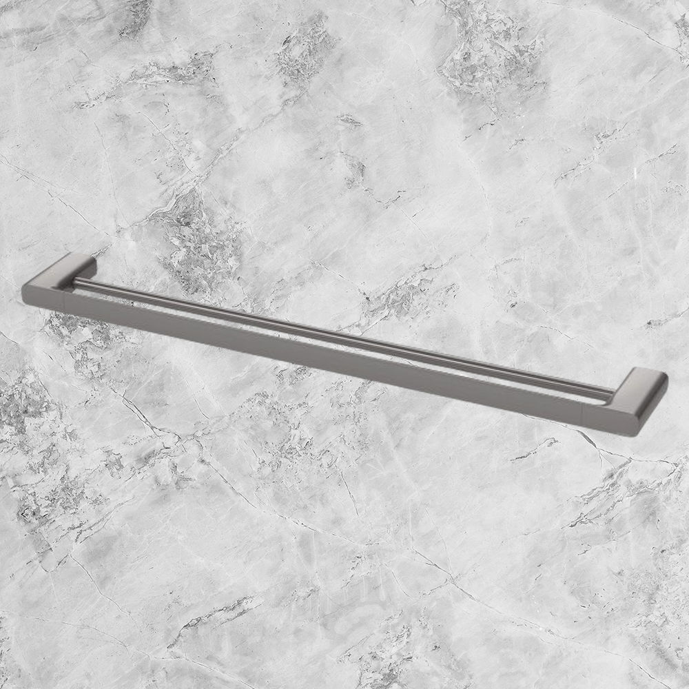 Nuage Double Towel Rail 800mm  Brushed Carbon