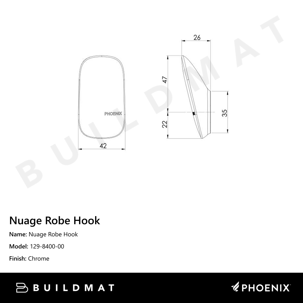 Nuage Robe Hook  Chrome