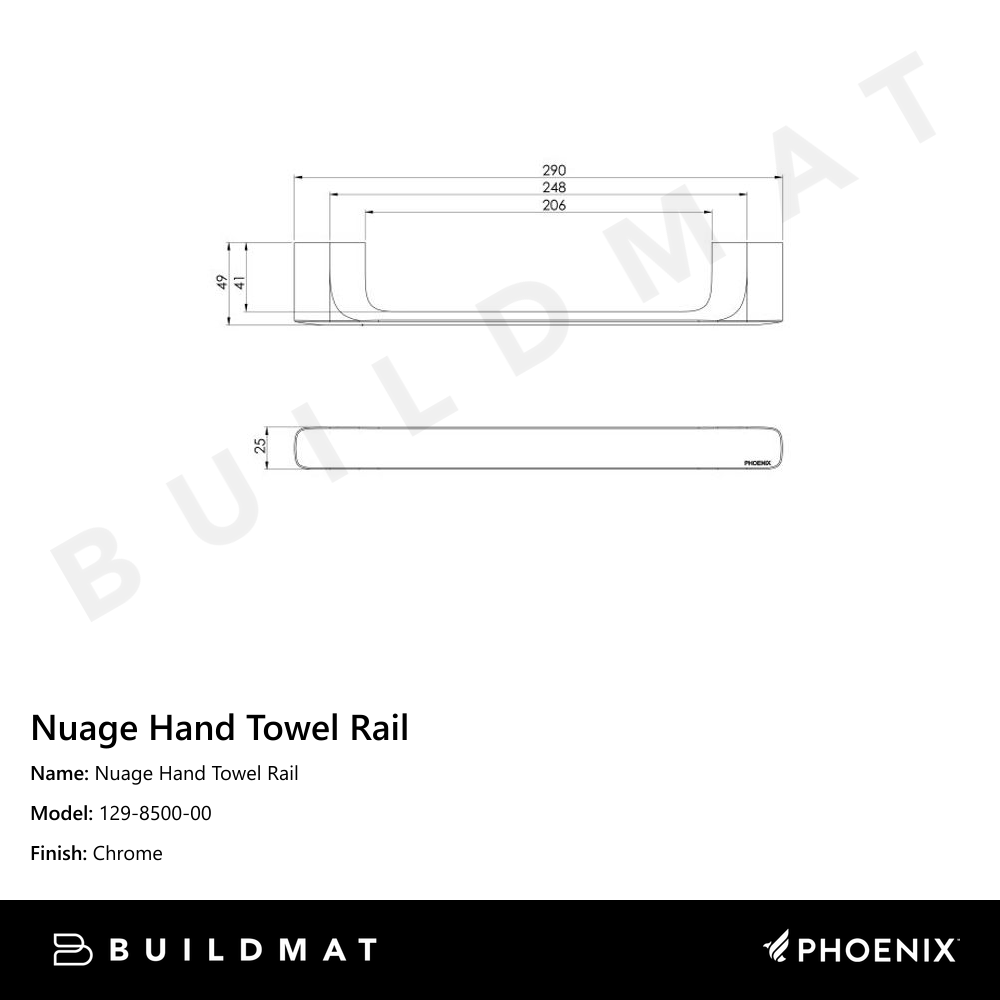 Nuage Hand Towel Rail  Chrome