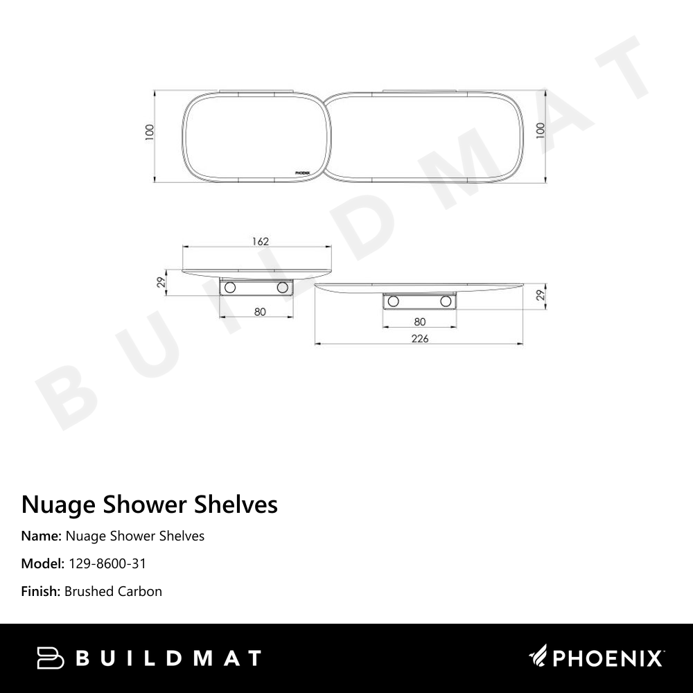 Nuage Shower Shelves Brushed Carbon