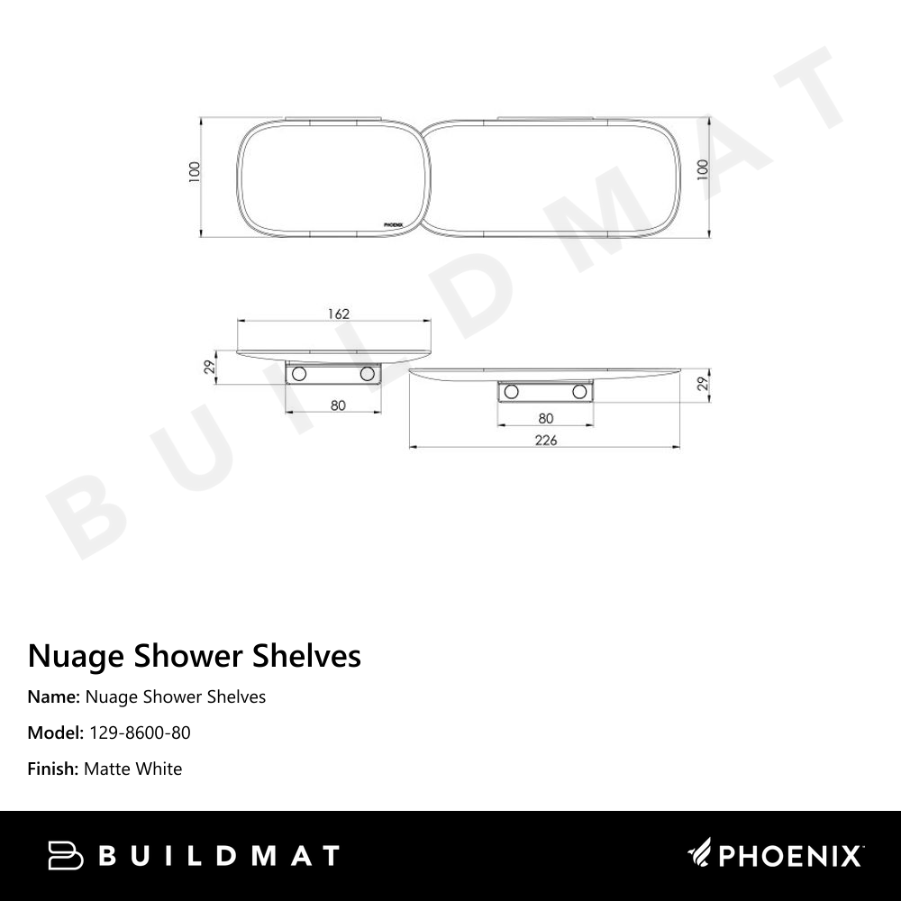 Nuage Shower Shelves Matte White