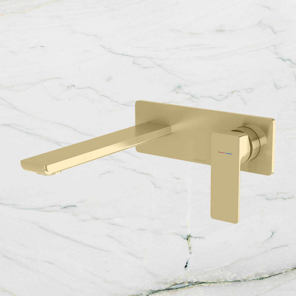 Gloss MKII SwitchMix Wall Basin / Bath Mixer Set 200mm Brushed Gold