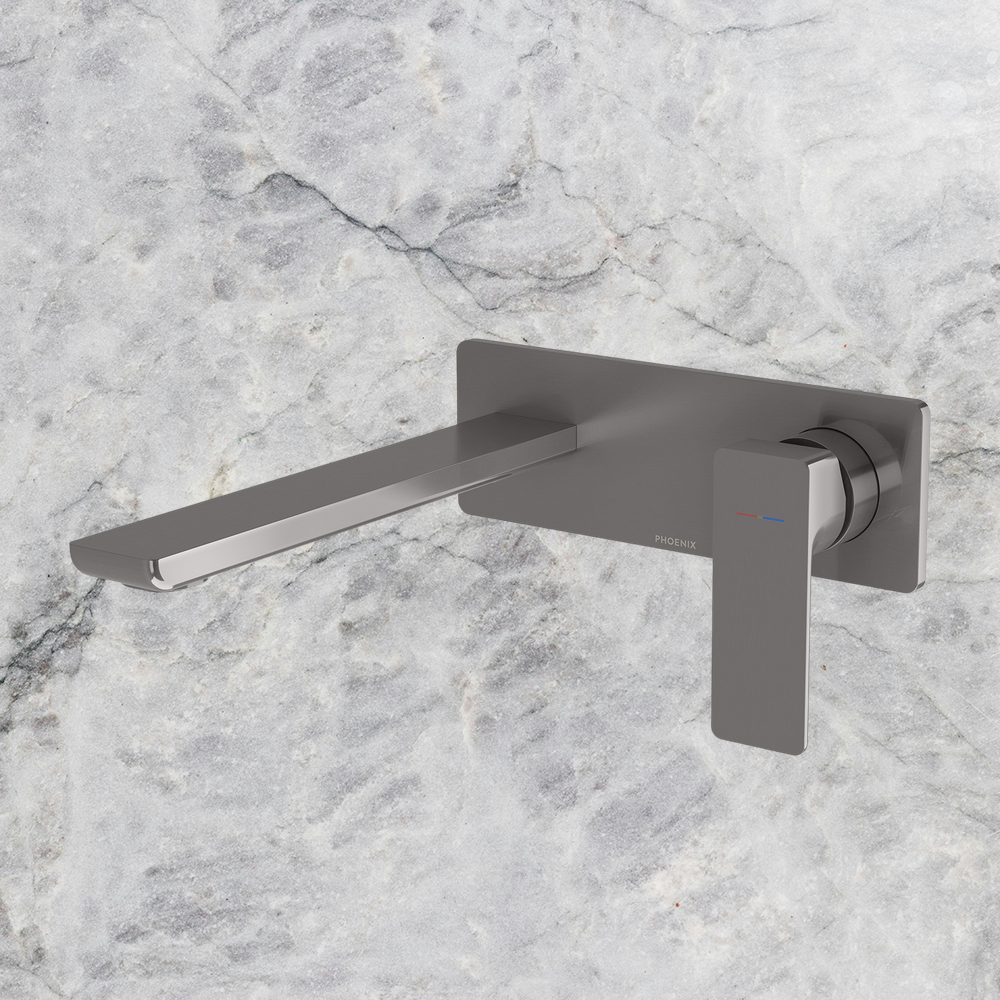 Gloss MKII SwitchMix Wall Basin / Bath Mixer Set 200mm Brushed Carbon