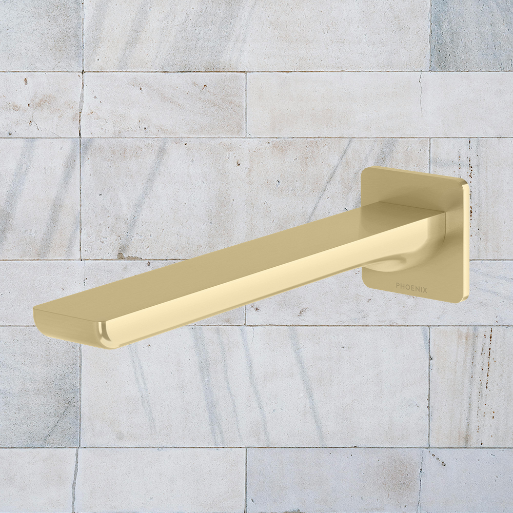 Gloss MKII Wall Basin / Bath Outlet 200mm  Brushed Gold