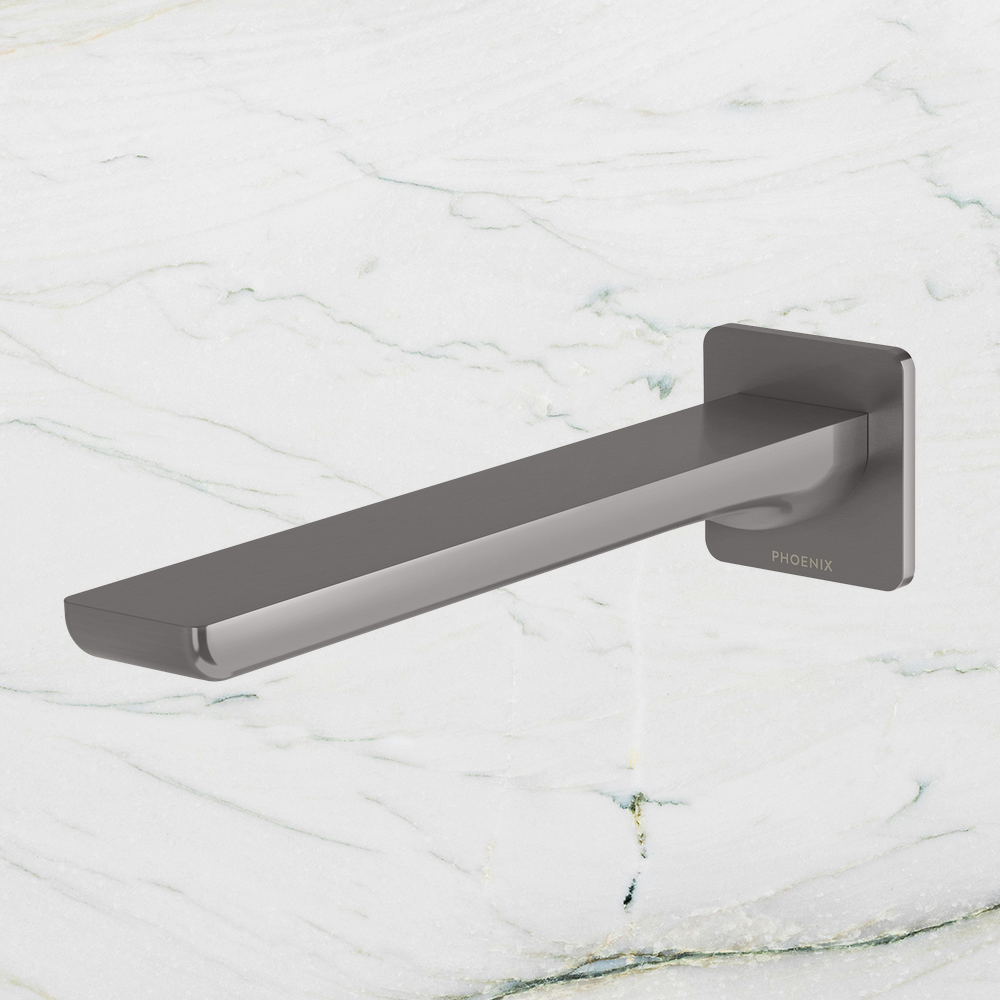 Gloss MKII Wall Basin / Bath Outlet 200mm  Brushed Carbon