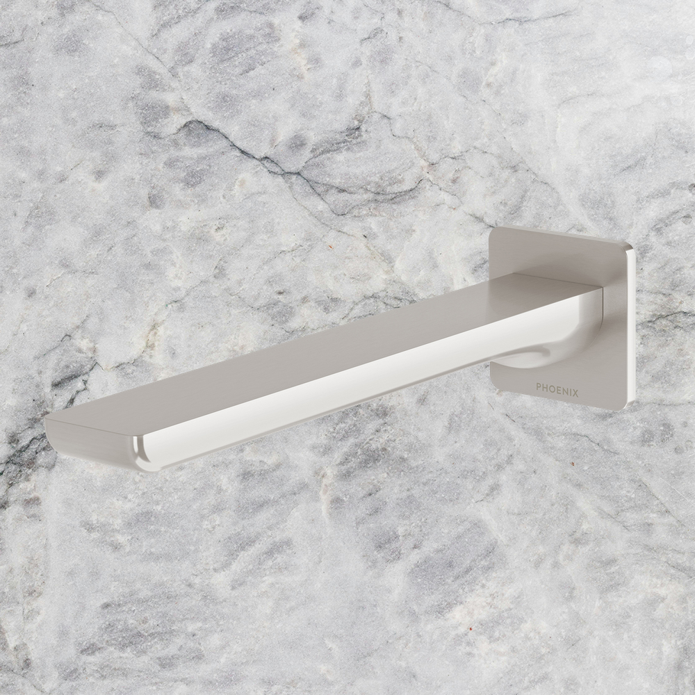 Gloss MKII Wall Basin / Bath Outlet 200mm  Brushed Nickel