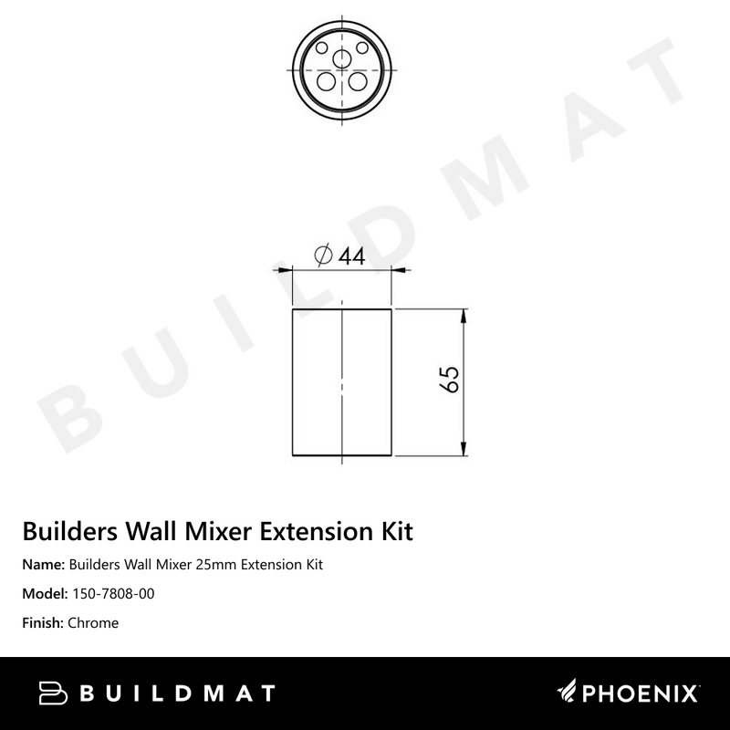 Builders Wall Mixer 25mm Extension Kit  Chrome