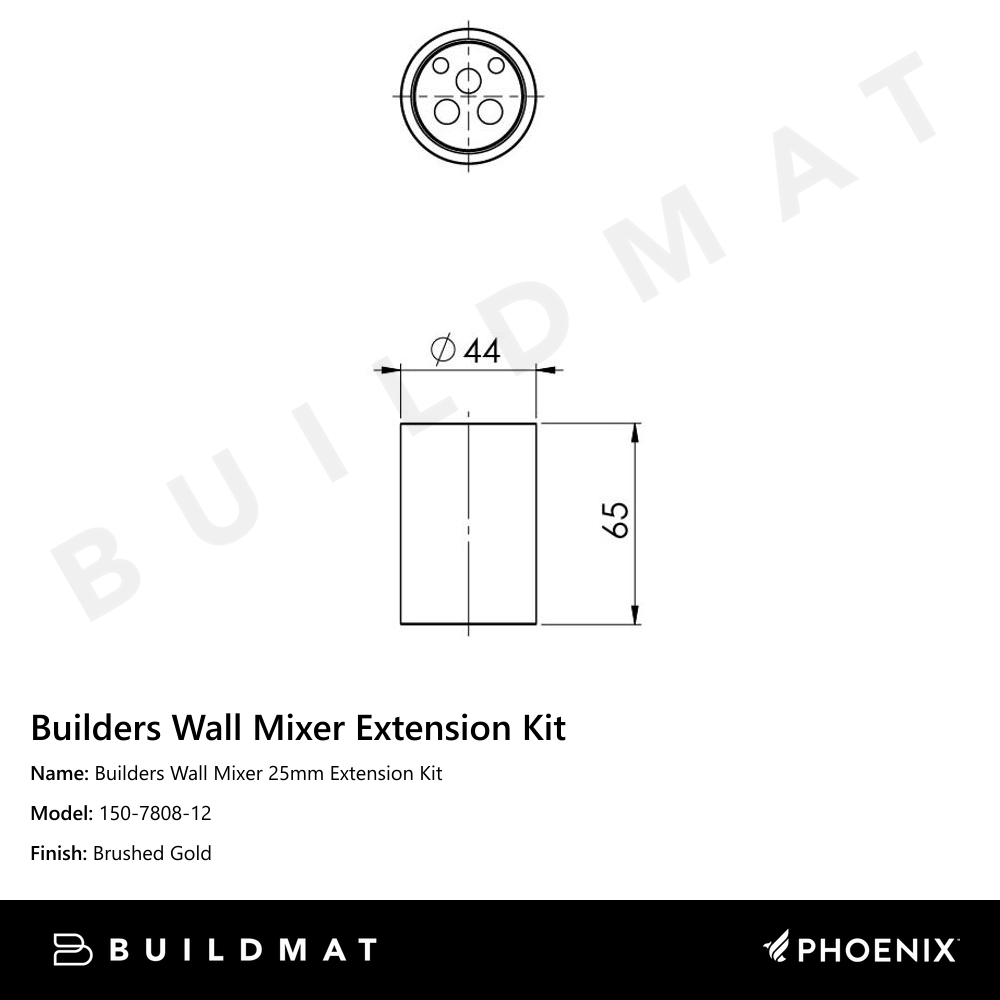 Builders Wall Mixer 25mm Extension Kit  Brushed Gold