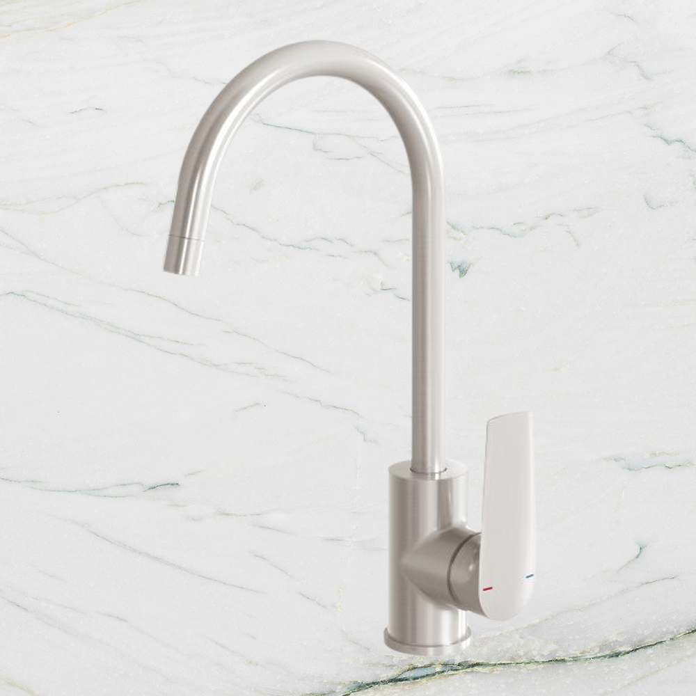 Arlo Sink Mixer 200mm Gooseneck Lead Free Brushed Nickel