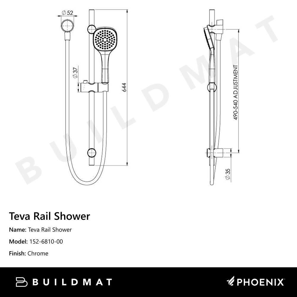 Teva Rail Shower Chrome