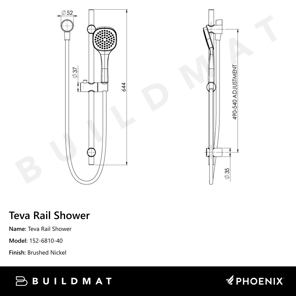 Teva Rail Shower  Brushed Nickel