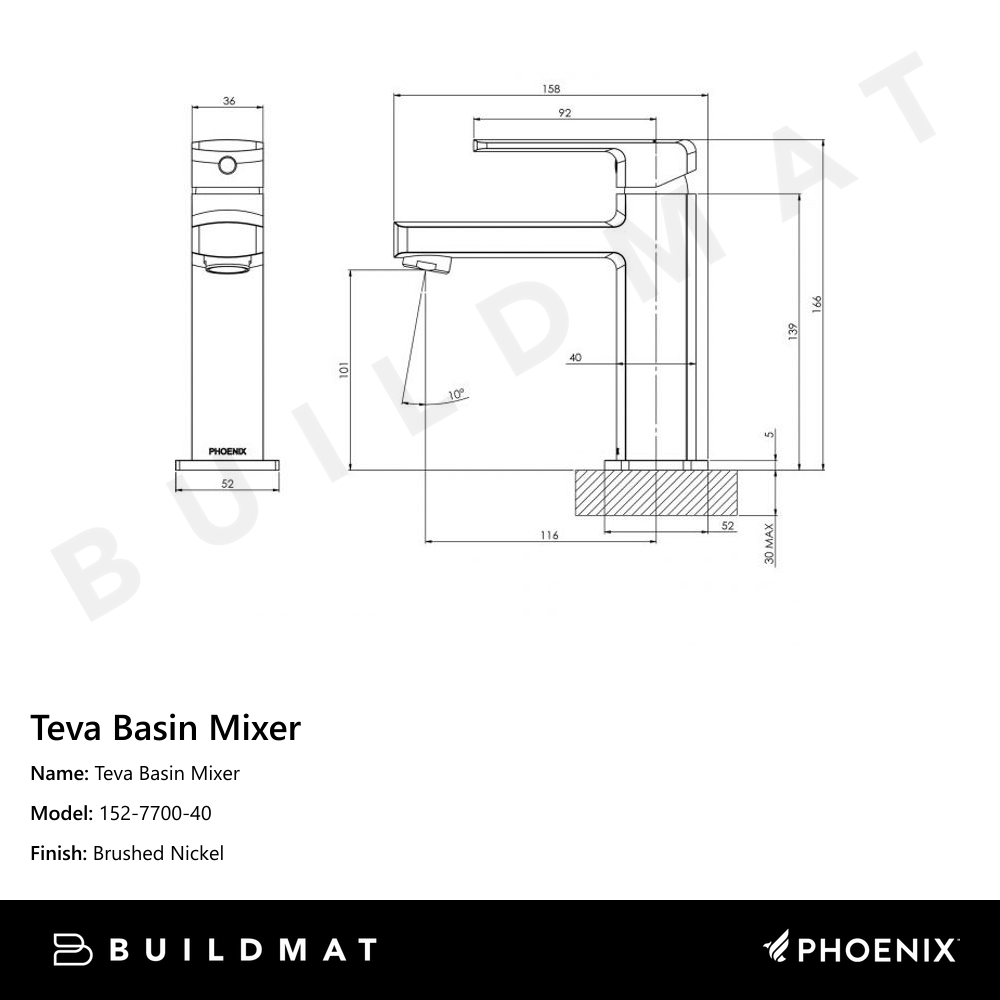 Teva Basin Mixer Brushed Nickel