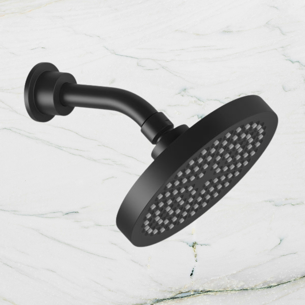 Pina Shower Arm & 150mm Round Rose  Matte Black