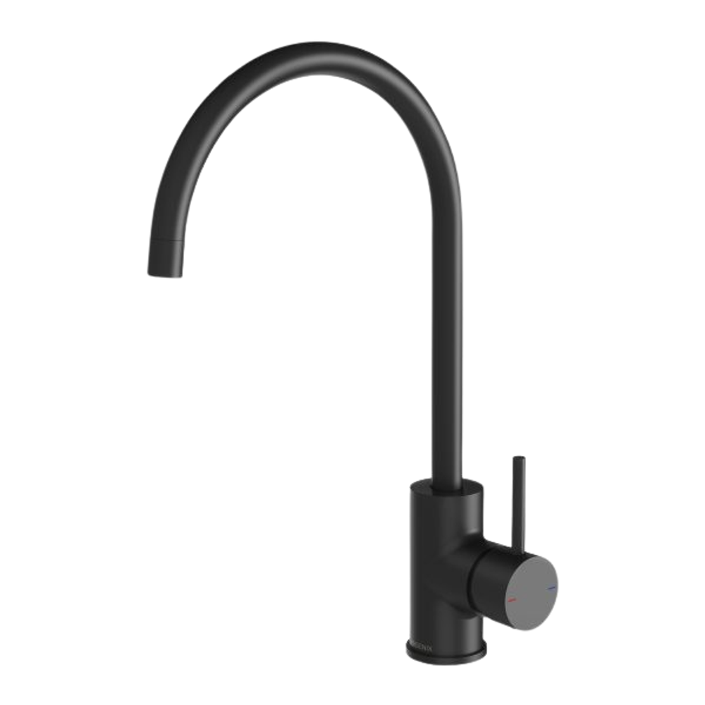 Pina Sink Mixer 200mm Gooseneck Matte Black 6 Star Lead Free