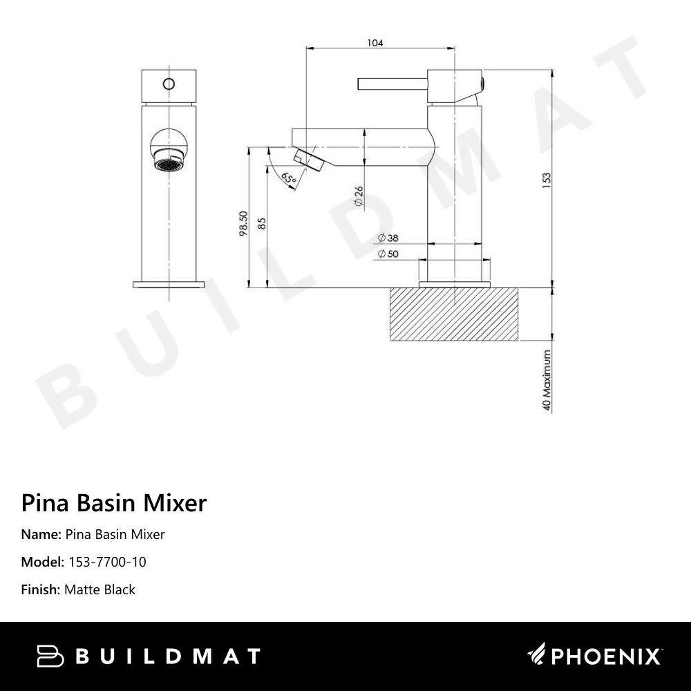 Pina Basin Mixer Matte Black