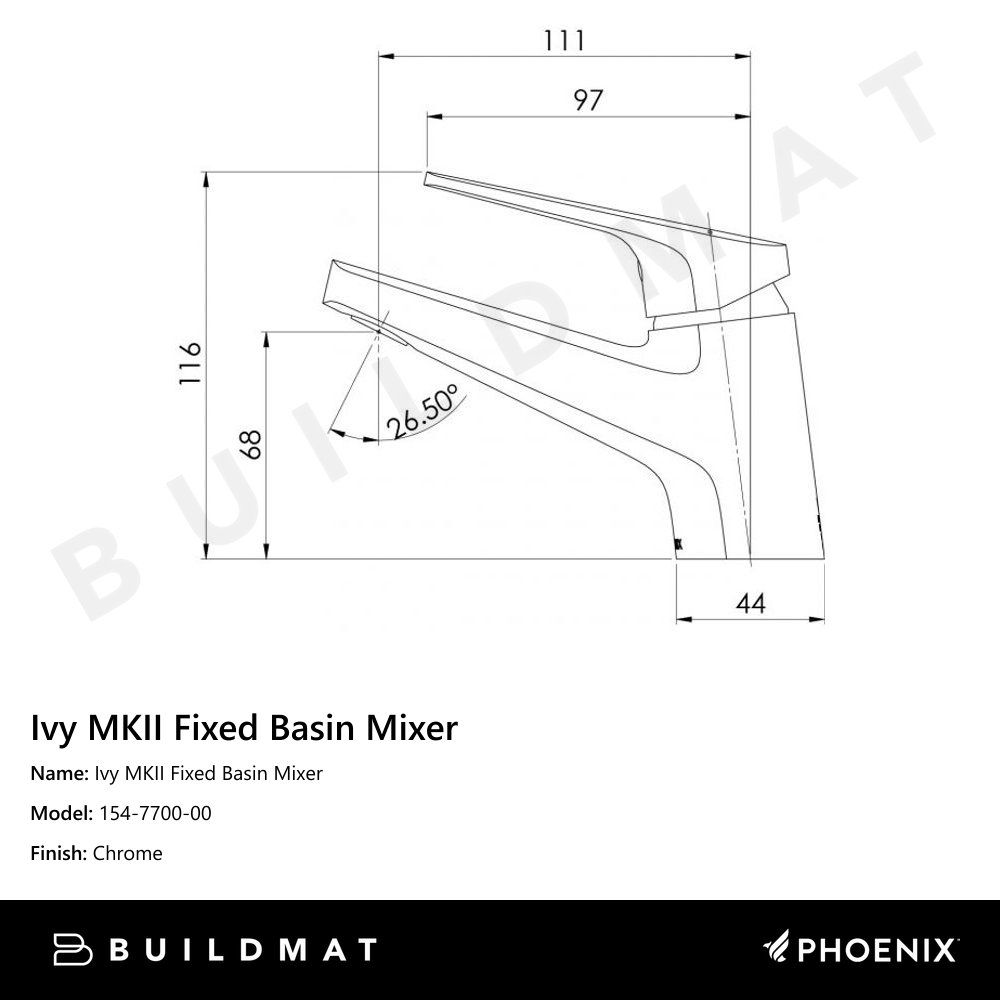 Ivy MKII Fixed Basin Mixer  Chrome