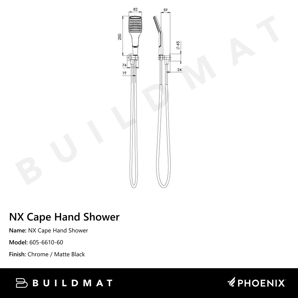 NX Cape Hand Shower Chrome Black