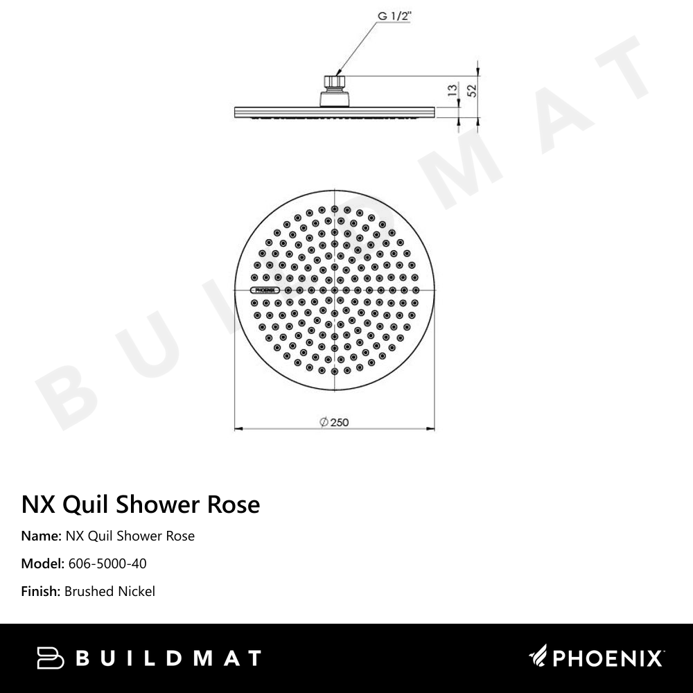 NX Quil Shower Rose Brushed Nickel